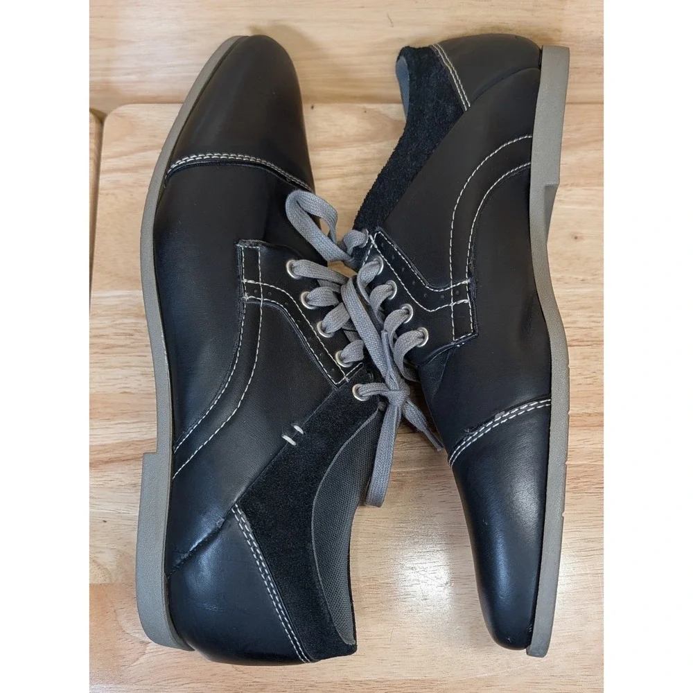 Steve Madden Mens‎ Black Cap Toe Oxford Dress Shoes Contrast Stitching Size 10